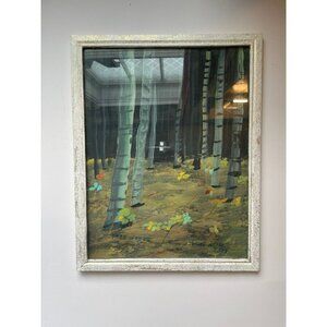 Original Birch Tree Forest Painting – 'Deep Woods', Framed Nature Art